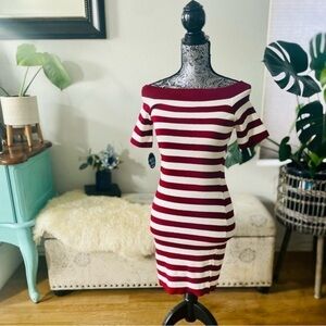 🏷️ 4/$25 NWT Red & White Candy Stripe Off-Shoulder Bodycon Mini Dress
